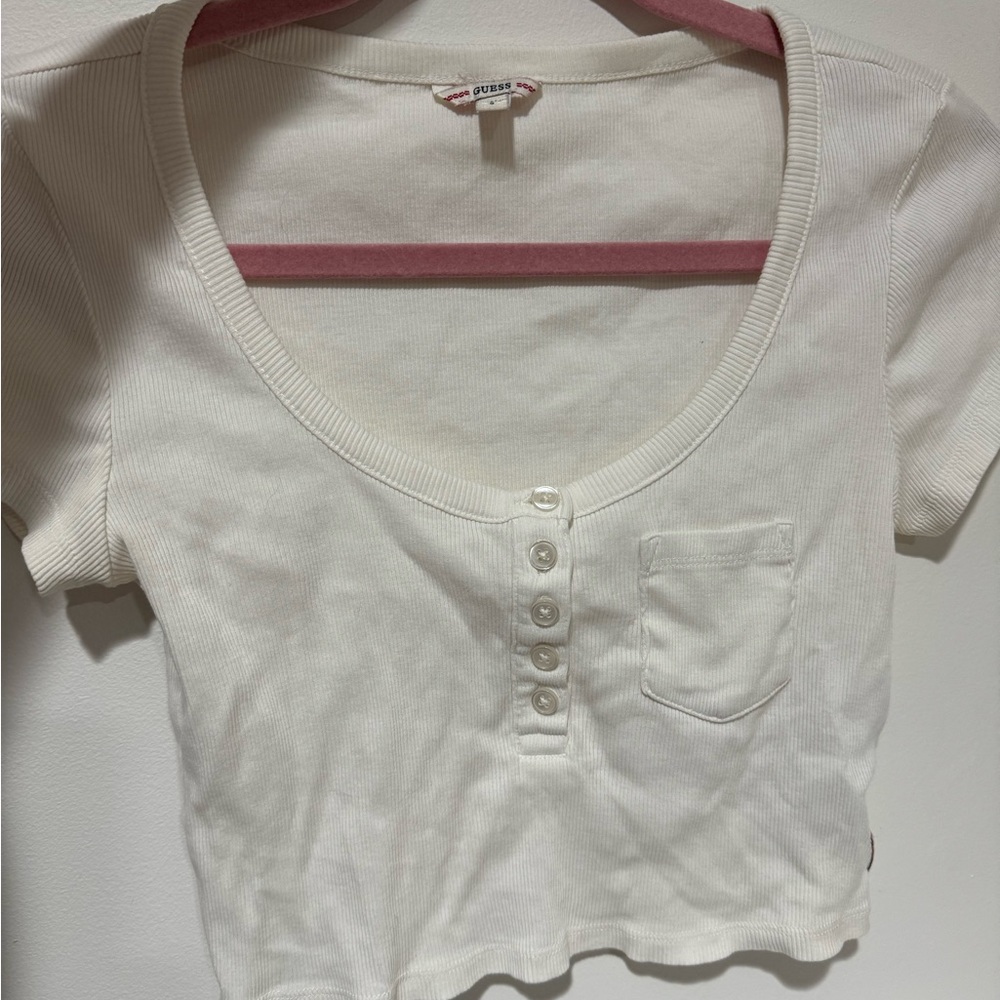 Guess White S Crop Top (New without tag)